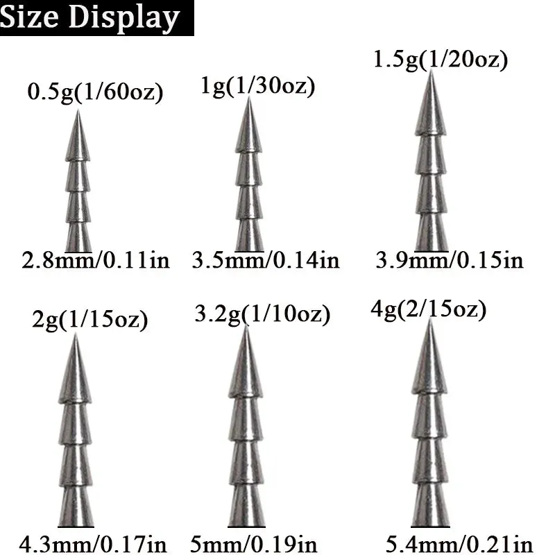 10pcs/lot Fishing Soft Bait Insert Weight 0.5g1g1.5g2g3.2g 4g Weight Sinker