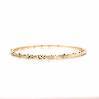 14K Diamond Flexible Bangle Yellow Gold