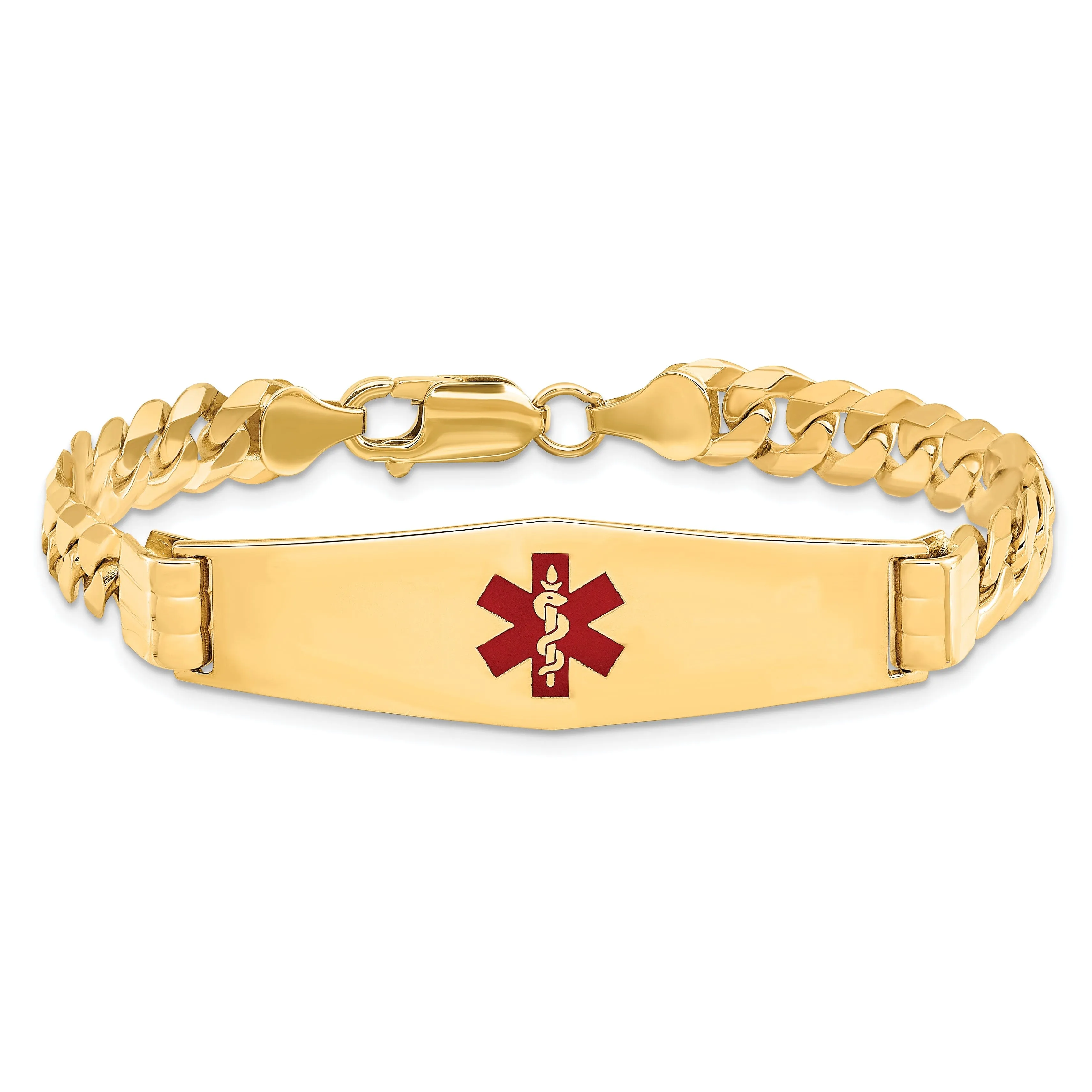 14K Yellow Gold Curb Link Medical ID Bracelet