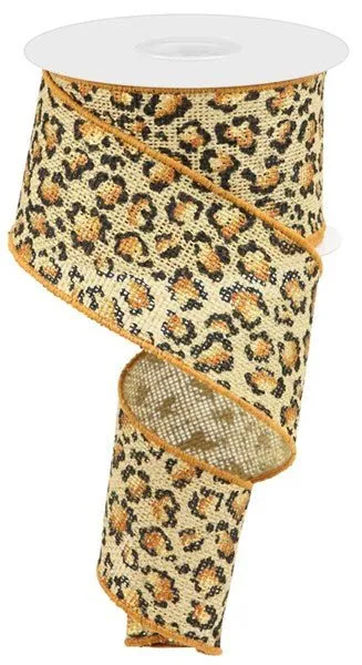 2.5" Metallic Animal Print/Burlap: Natural, Black, Rust, Gold (10 Yards) RGC135818