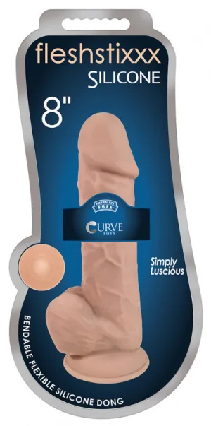 8 Inch Fleshstixxx Silicone  With Balls -  Vanilla