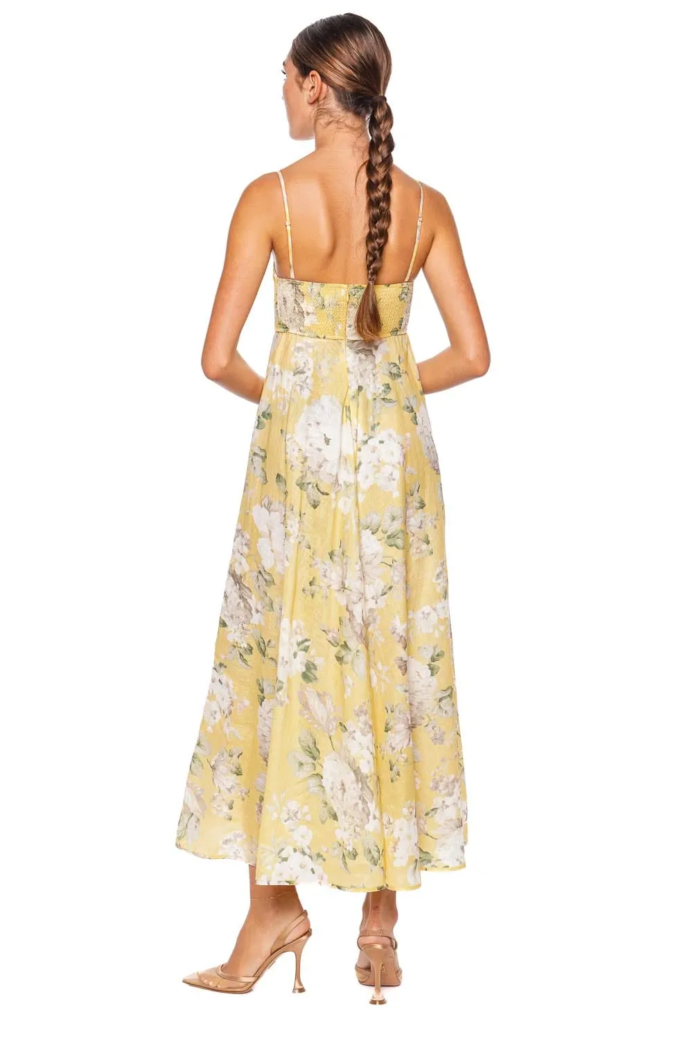 Acacia Yellow Floral Bandeau Midi Dress