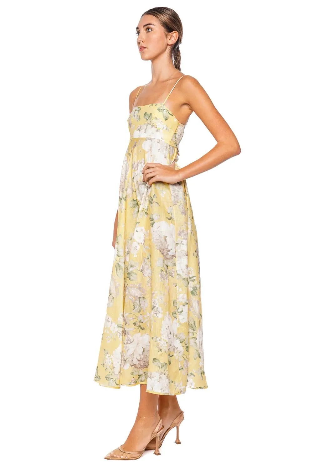 Acacia Yellow Floral Bandeau Midi Dress