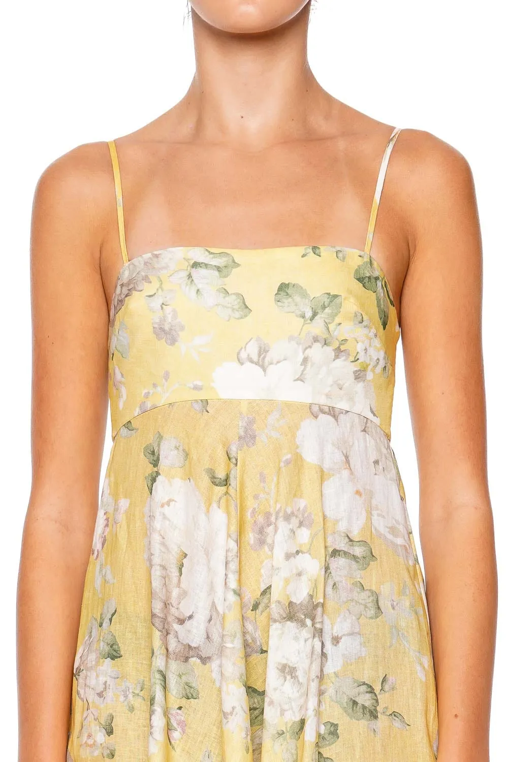 Acacia Yellow Floral Bandeau Midi Dress