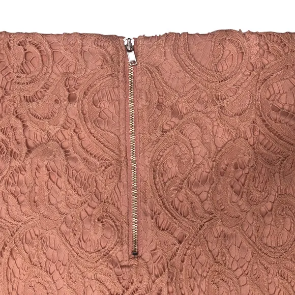 Adrianna Papell Warm Blush Lace Pencil Skirt - Size Large