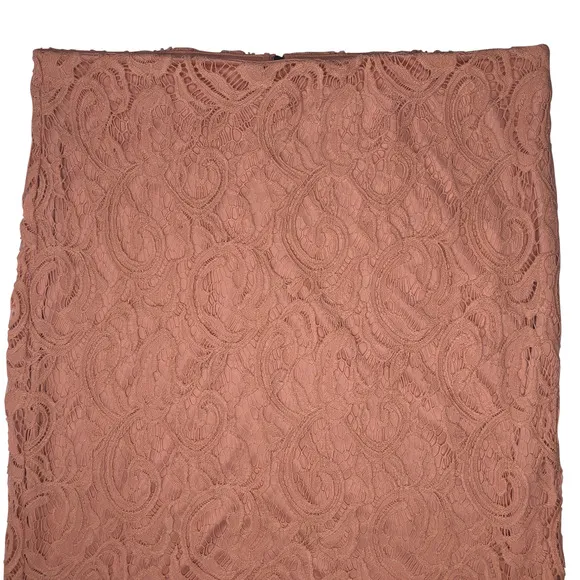Adrianna Papell Warm Blush Lace Pencil Skirt - Size Large