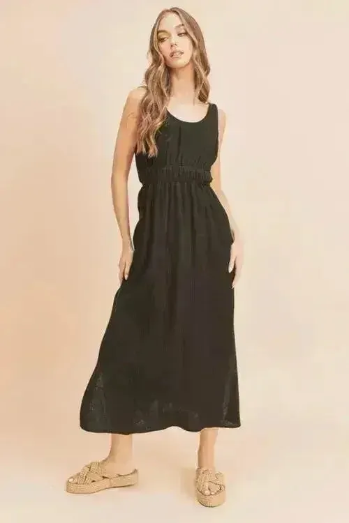 Aemi   Co Side Slit Round Neck Sleeveless Tank Dress