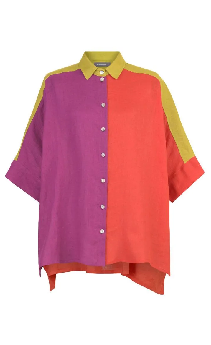 Alembika Colorblock Linen Shirt