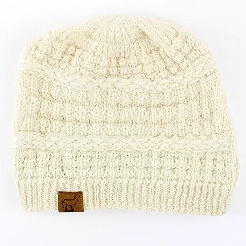 Alpaca Hat - Textured Slouch Beanie