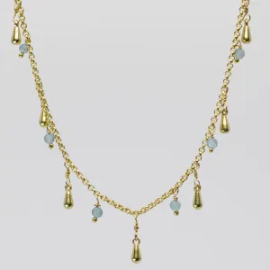 Aqua Blue Topaz Stardust Necklace - Gold
