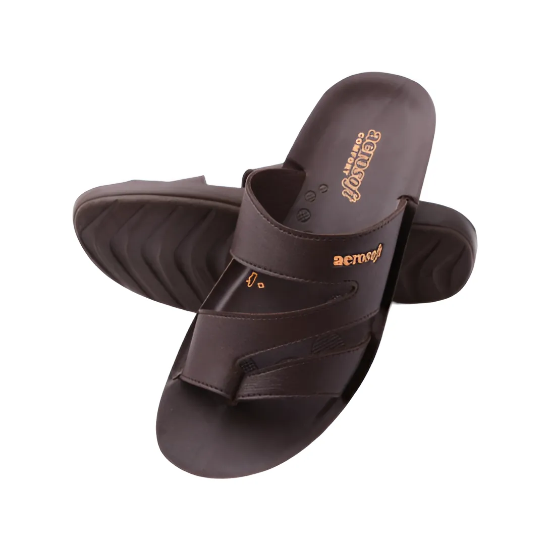 ARSFT Men's PU Soft Slippers - Article 9023 (Brown)