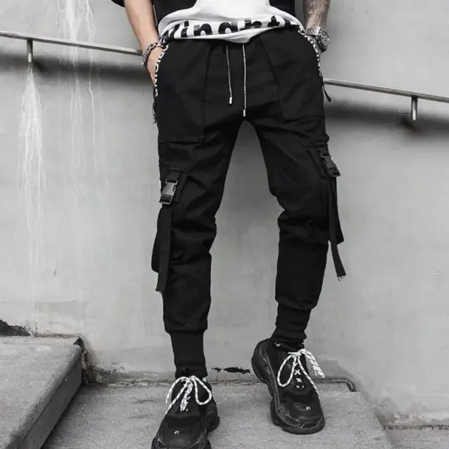 Attractive baggy pants designed in an urban fashion style with multiple pockets