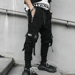 Attractive baggy pants designed in an urban fashion style with multiple pockets