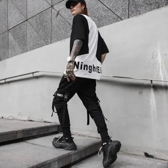 Attractive baggy pants designed in an urban fashion style with multiple pockets