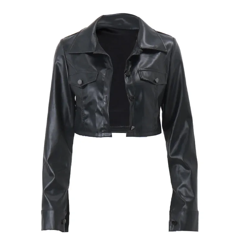 Autumn Faux Leather Short Jacket – Bold Y2K Street Style