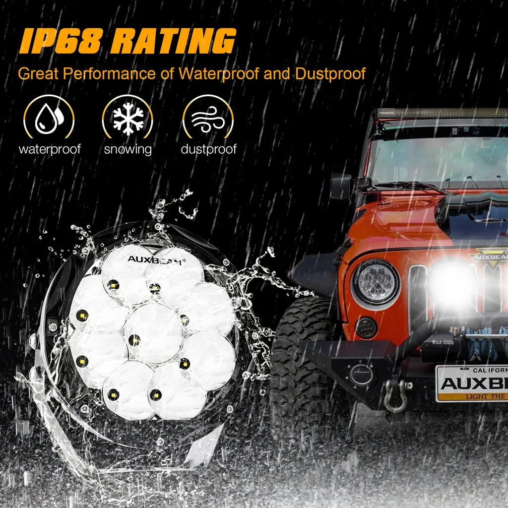 Auxbeam - 7 Inch 90W Round Spot Beam Offroad LED Driving Lights for SAE compliant