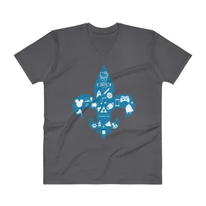 Awesome Geeks Geeky Passions Fleur de Lis V-Neck T-Shirt