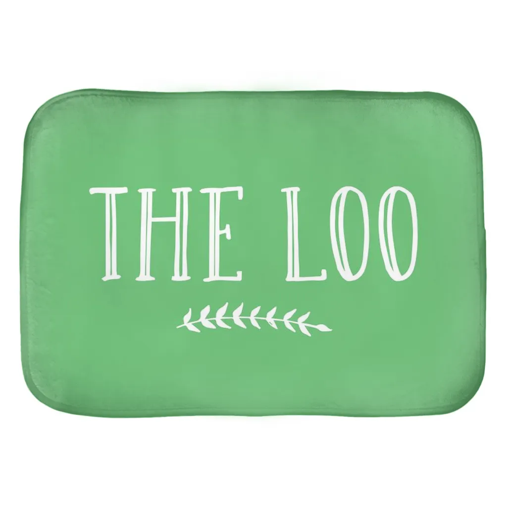 Bath Mat In Mint Green With The Loo Design, Stylish Bathroom Decor