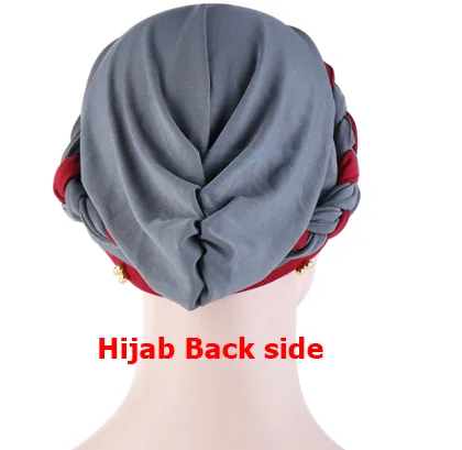 Beautiful Braid Beads Décor Hijab Navy Blue