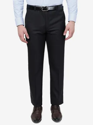 Black Solid Classic Fit Formal Trouser | JadeBlue