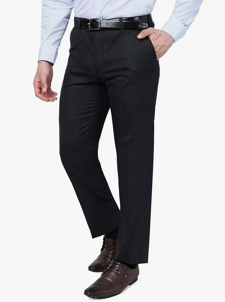 Black Solid Classic Fit Formal Trouser | JadeBlue