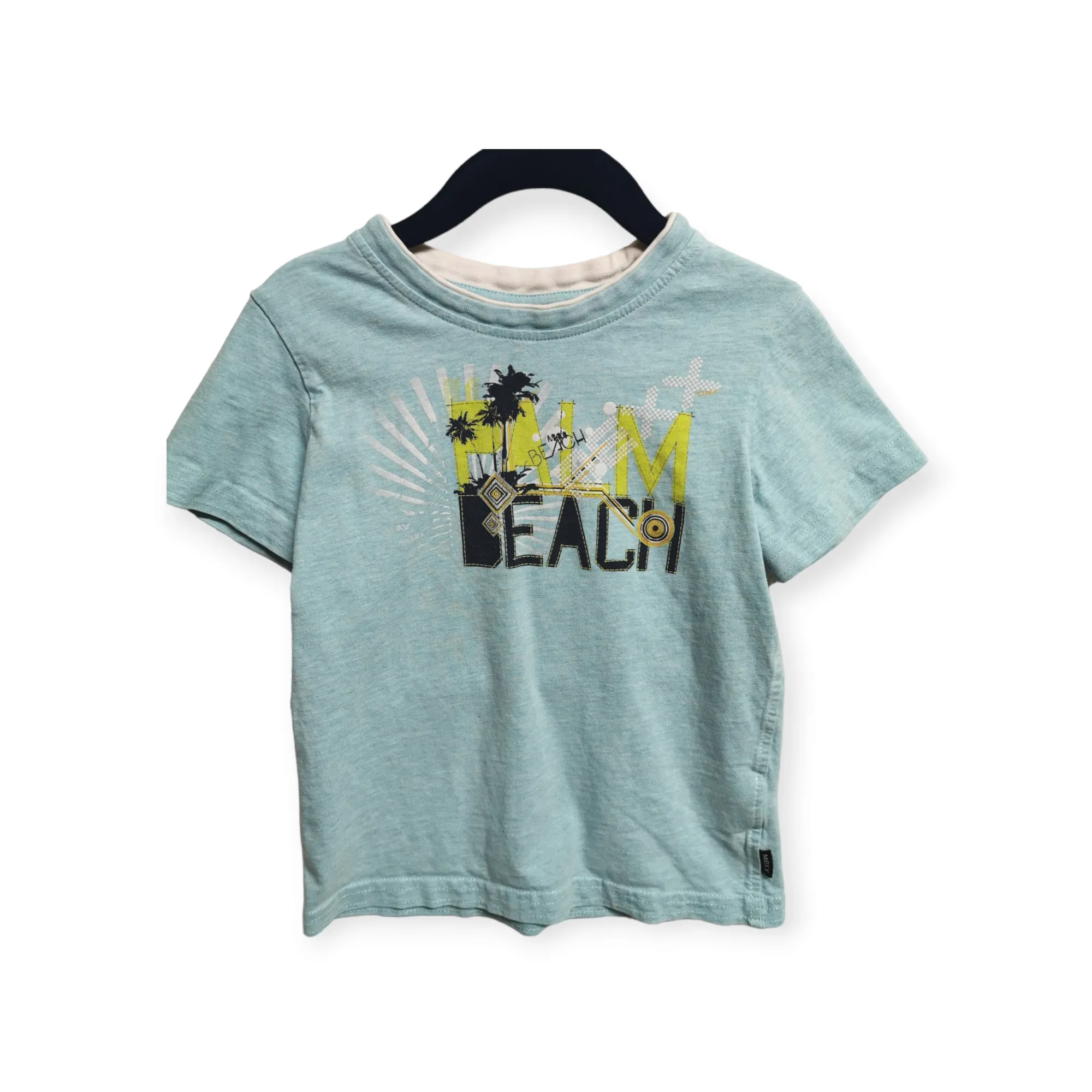 BOY SIZE 3/4 YEARS - MEXX, Stylish Baby Blue, Graphic T-Shirt EUC B49