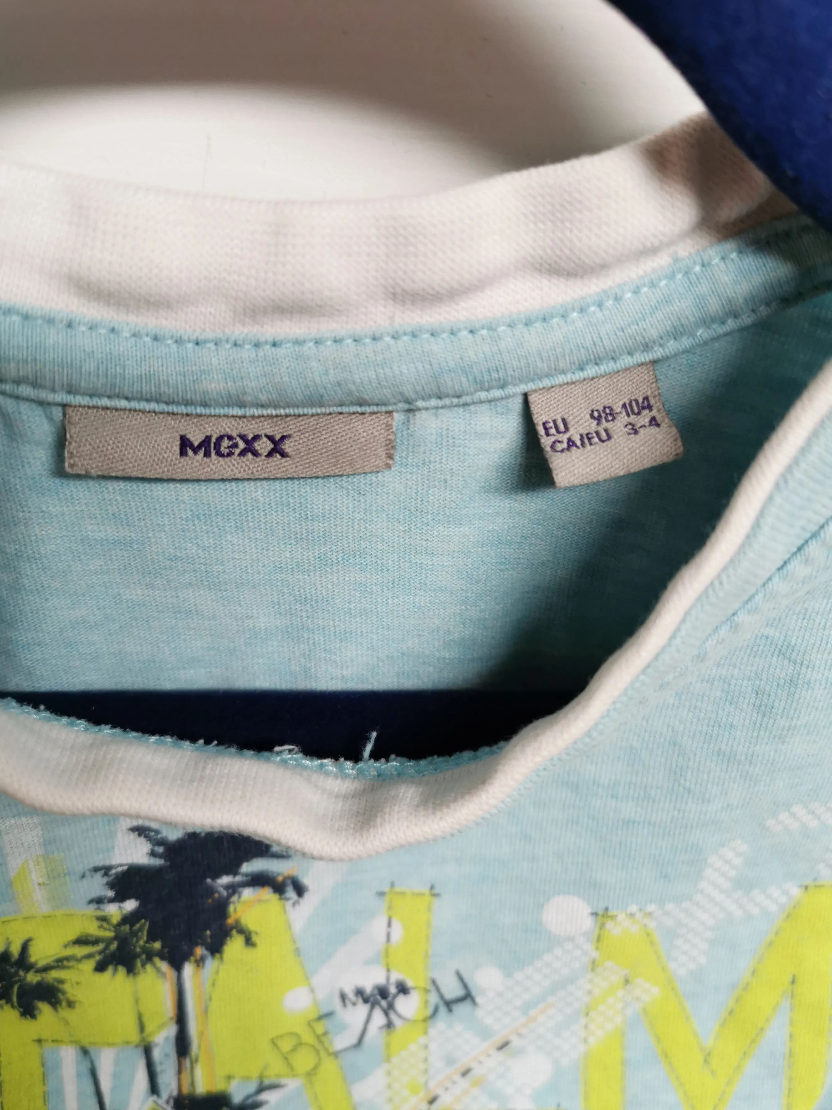 BOY SIZE 3/4 YEARS - MEXX, Stylish Baby Blue, Graphic T-Shirt EUC B49