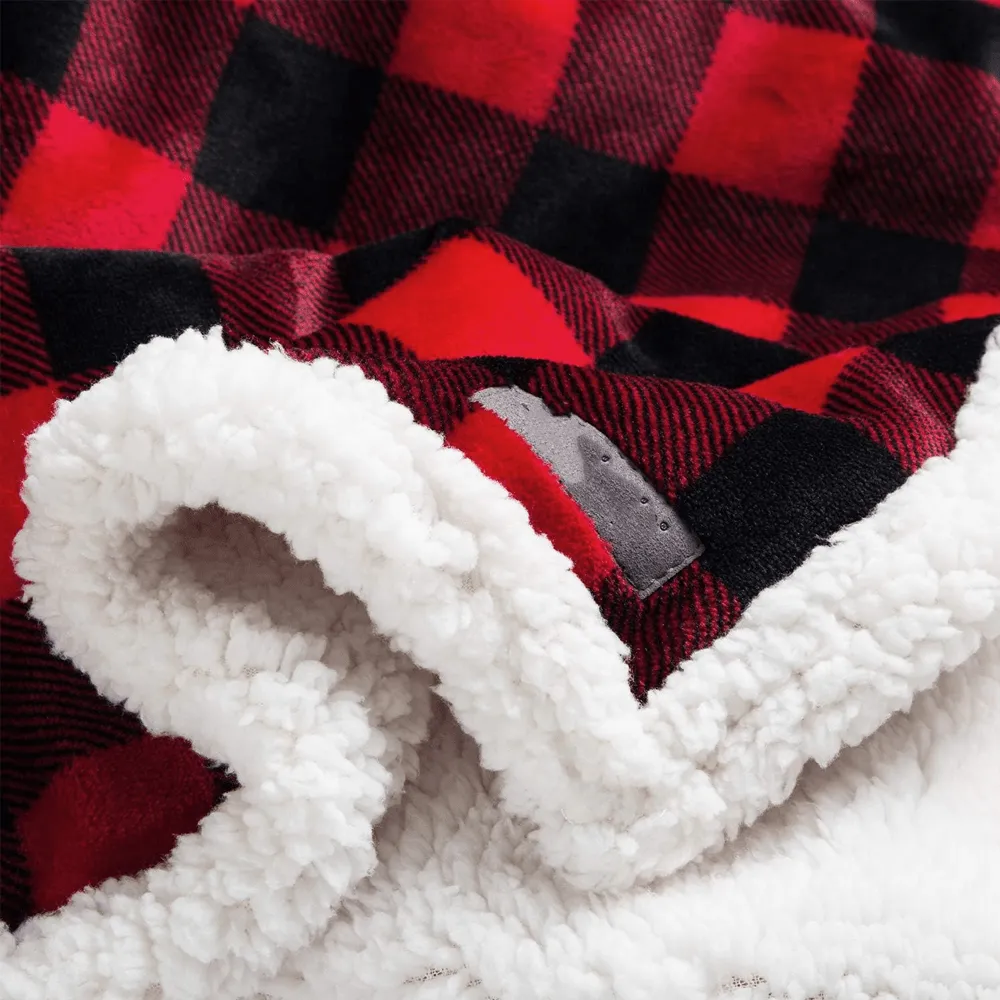 Buy 1 Get 1 Free: COZY PLAID FLEECE FLANNEL PLUSH MICROFIBER BLANKET 78" X 64"