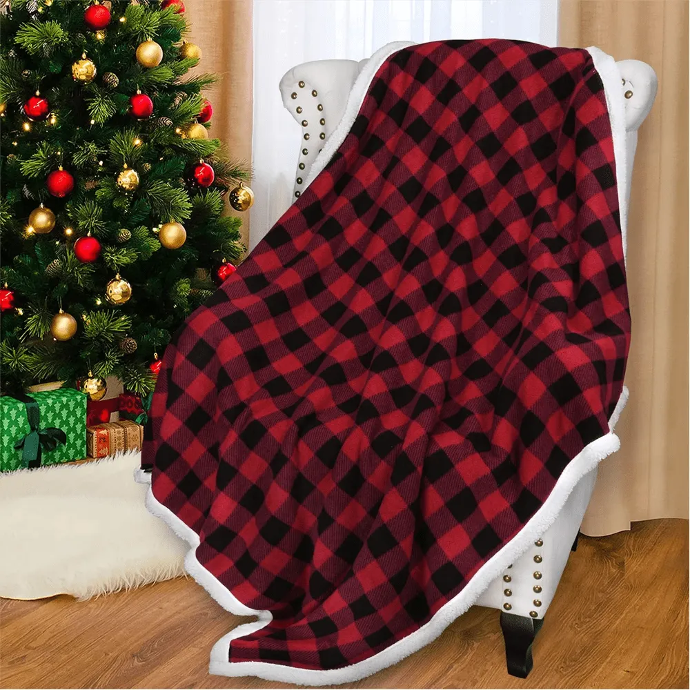 Buy 1 Get 1 Free: COZY PLAID FLEECE FLANNEL PLUSH MICROFIBER BLANKET 78" X 64"