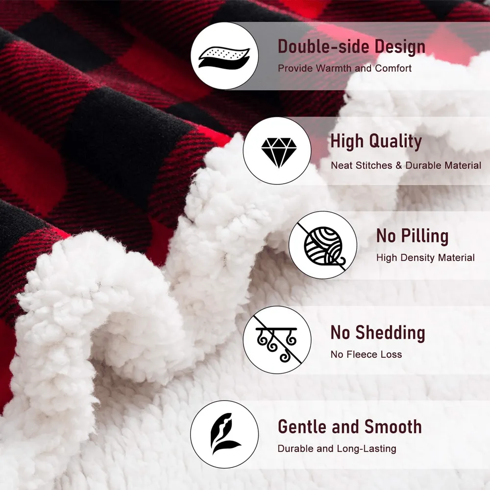 Buy 1 Get 1 Free: COZY PLAID FLEECE FLANNEL PLUSH MICROFIBER BLANKET 78" X 64"