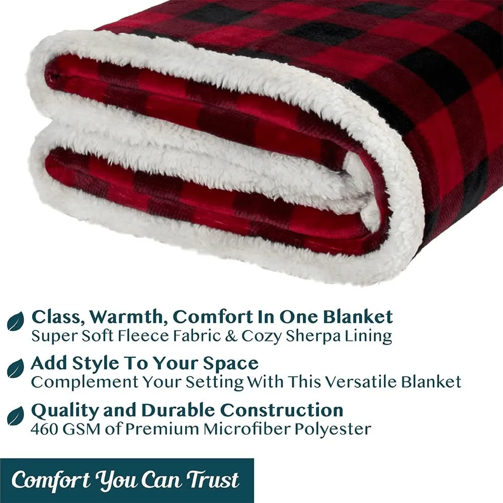 Buy 1 Get 1 Free: COZY PLAID FLEECE FLANNEL PLUSH MICROFIBER BLANKET 78" X 64"