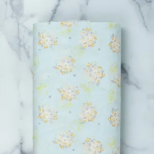 Charmant Collection - Soft Gentle Bouquets - Light Peach Flowers on Light Blue Background