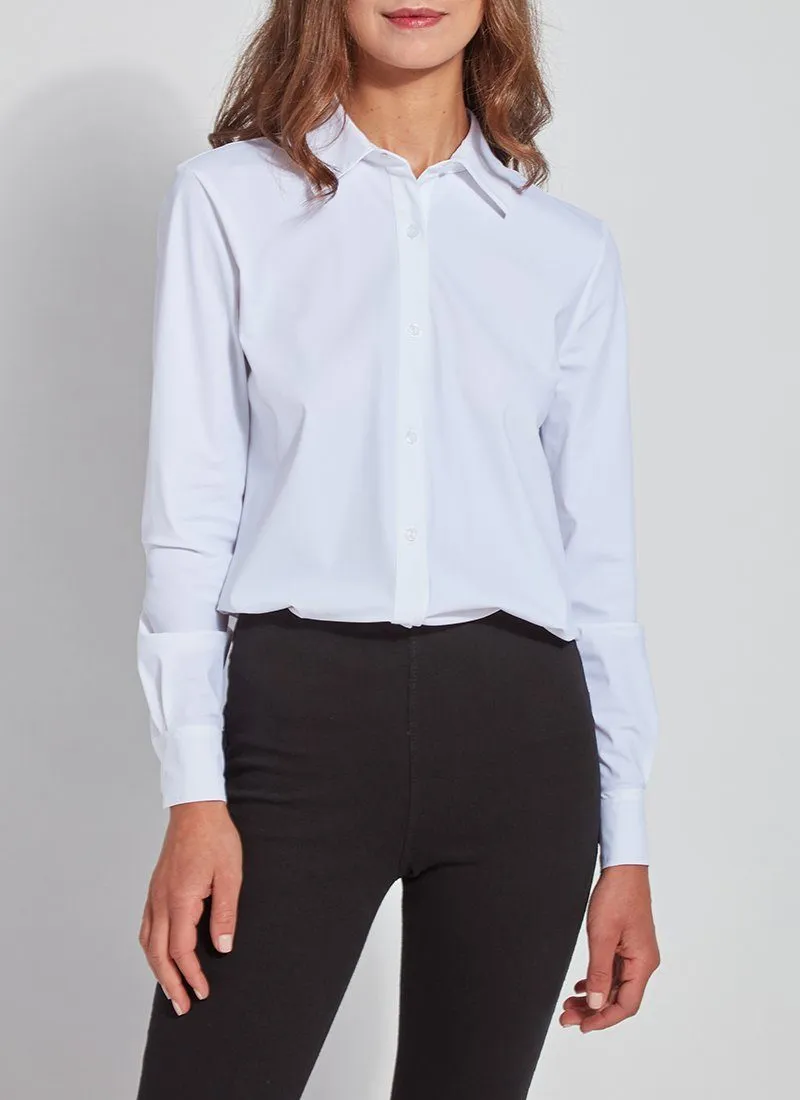 Connie Slim Button Down | White