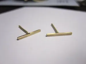 Contemporary and Stylish Yellow Gold Fill Staple Bar Stud Earrings - 0263