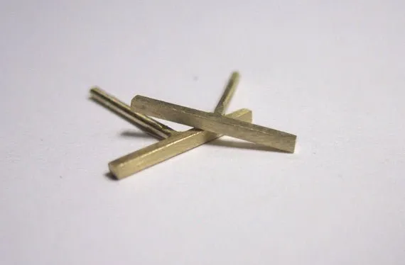Contemporary and Stylish Yellow Gold Fill Staple Bar Stud Earrings - 0263