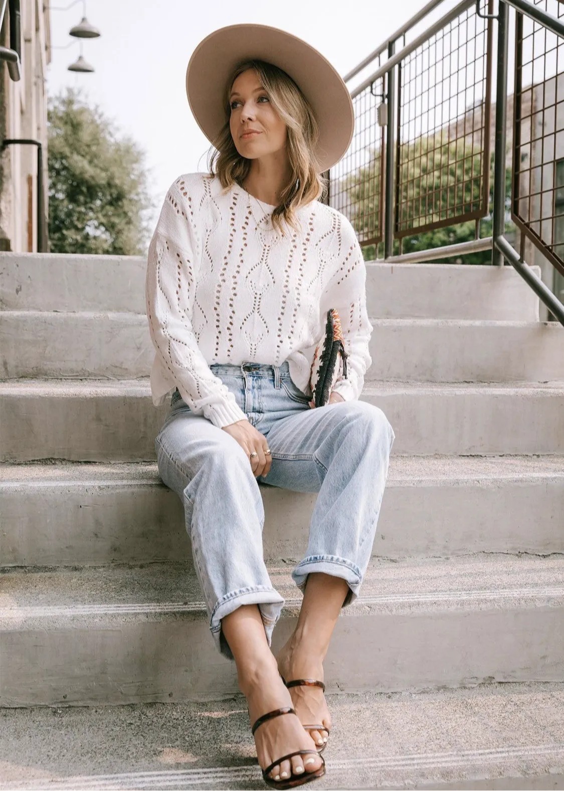 Crewneck Pointelle Sweater