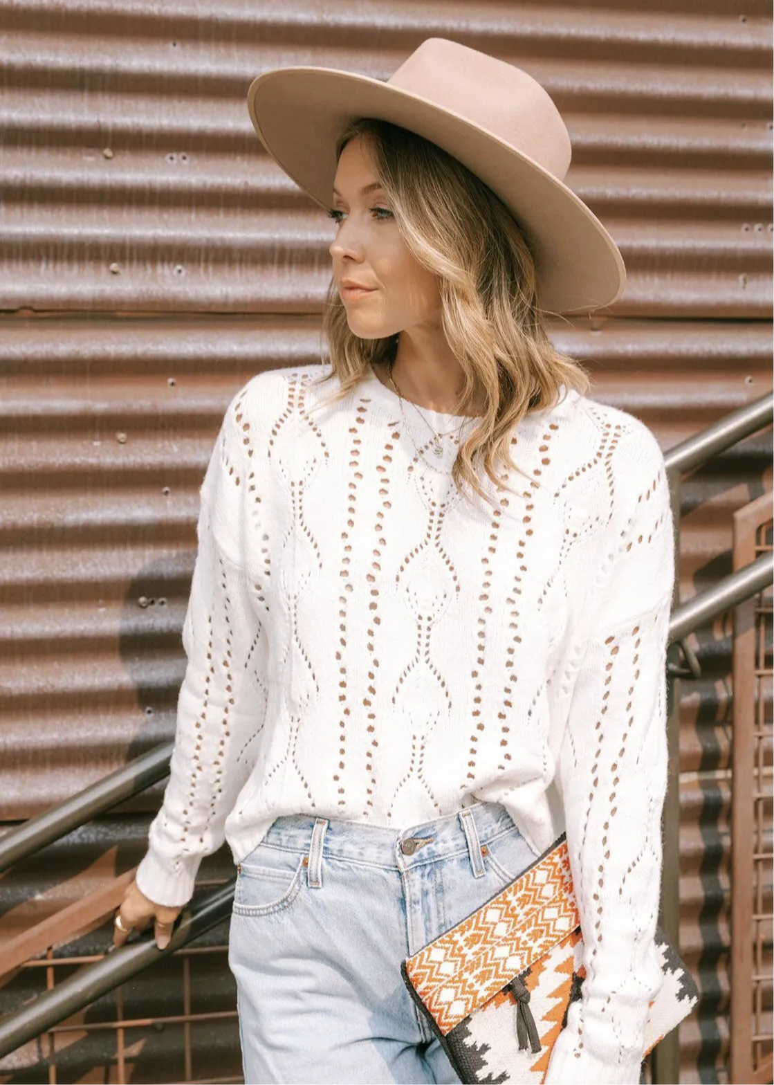 Crewneck Pointelle Sweater