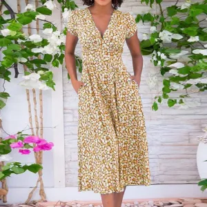 Daisy™ Boho Linen Midi Dress