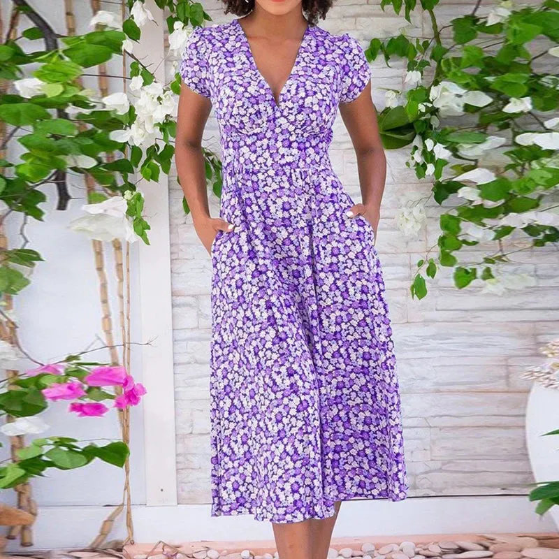 Daisy™ Boho Linen Midi Dress