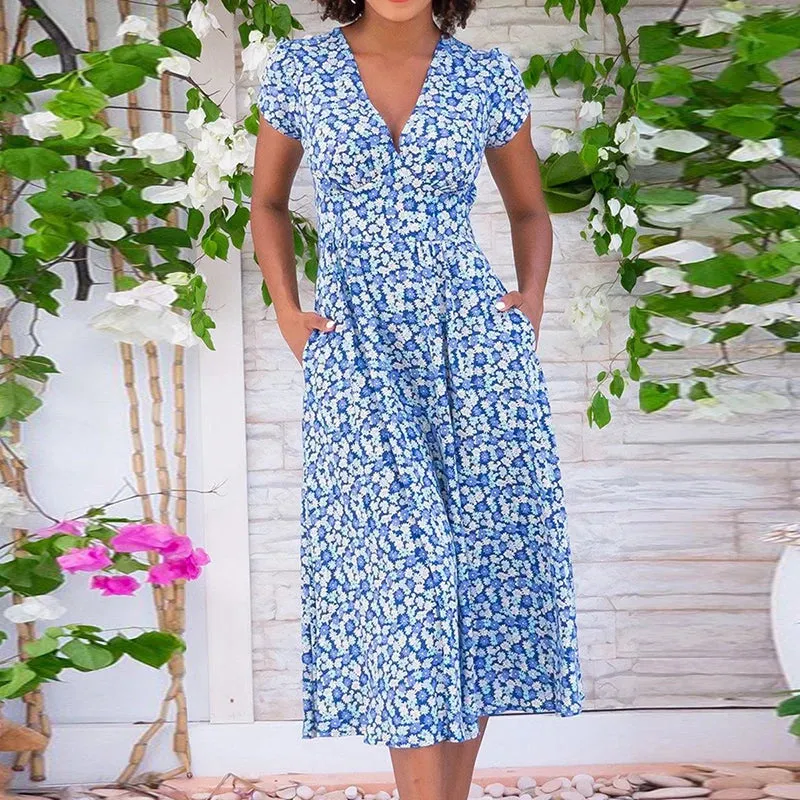 Daisy™ Boho Linen Midi Dress