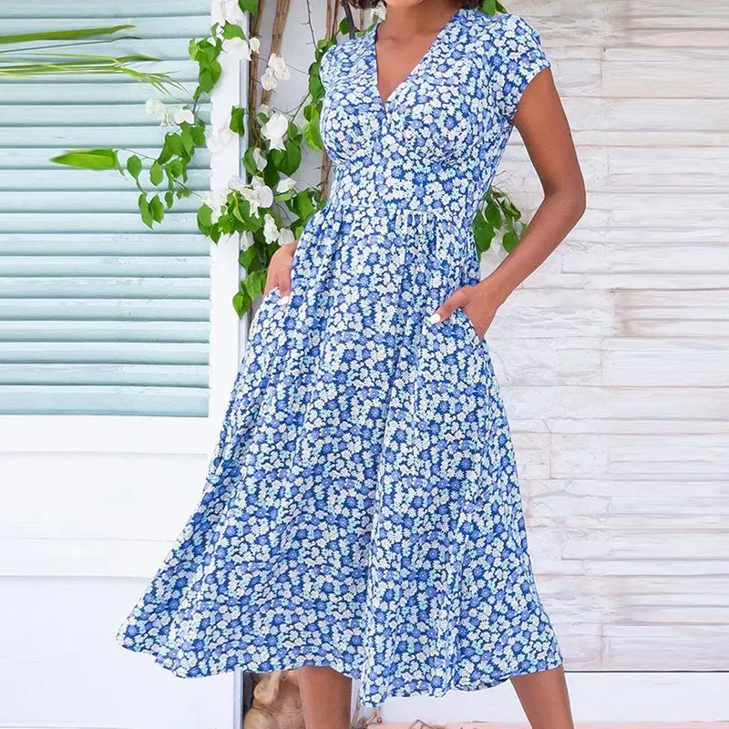 Daisy™ Boho Linen Midi Dress