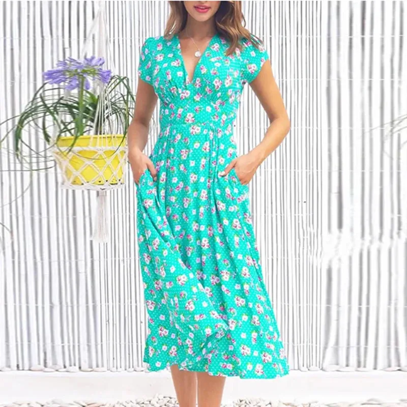 Daisy™ Boho Linen Midi Dress