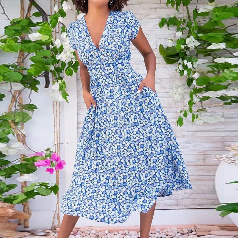 Daisy™ Boho Linen Midi Dress