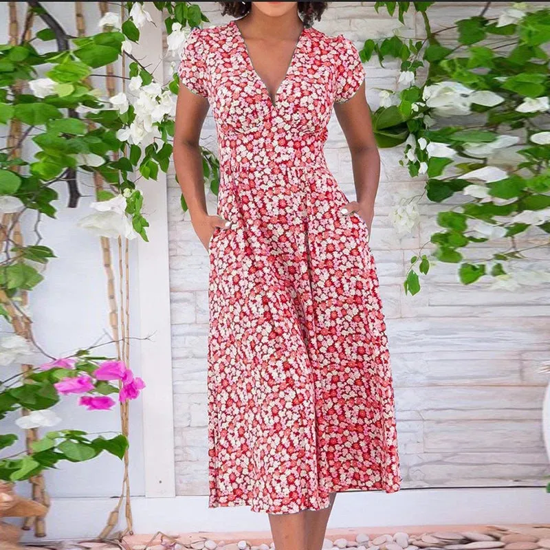 Daisy™ Boho Linen Midi Dress