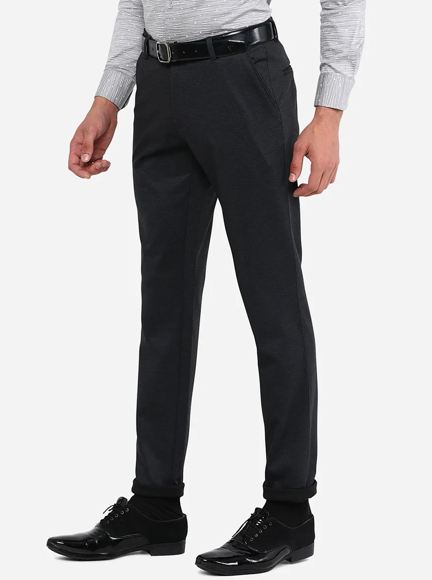 Dark Grey Solid Slim Fit Club Wear Trouser | JB Studio
