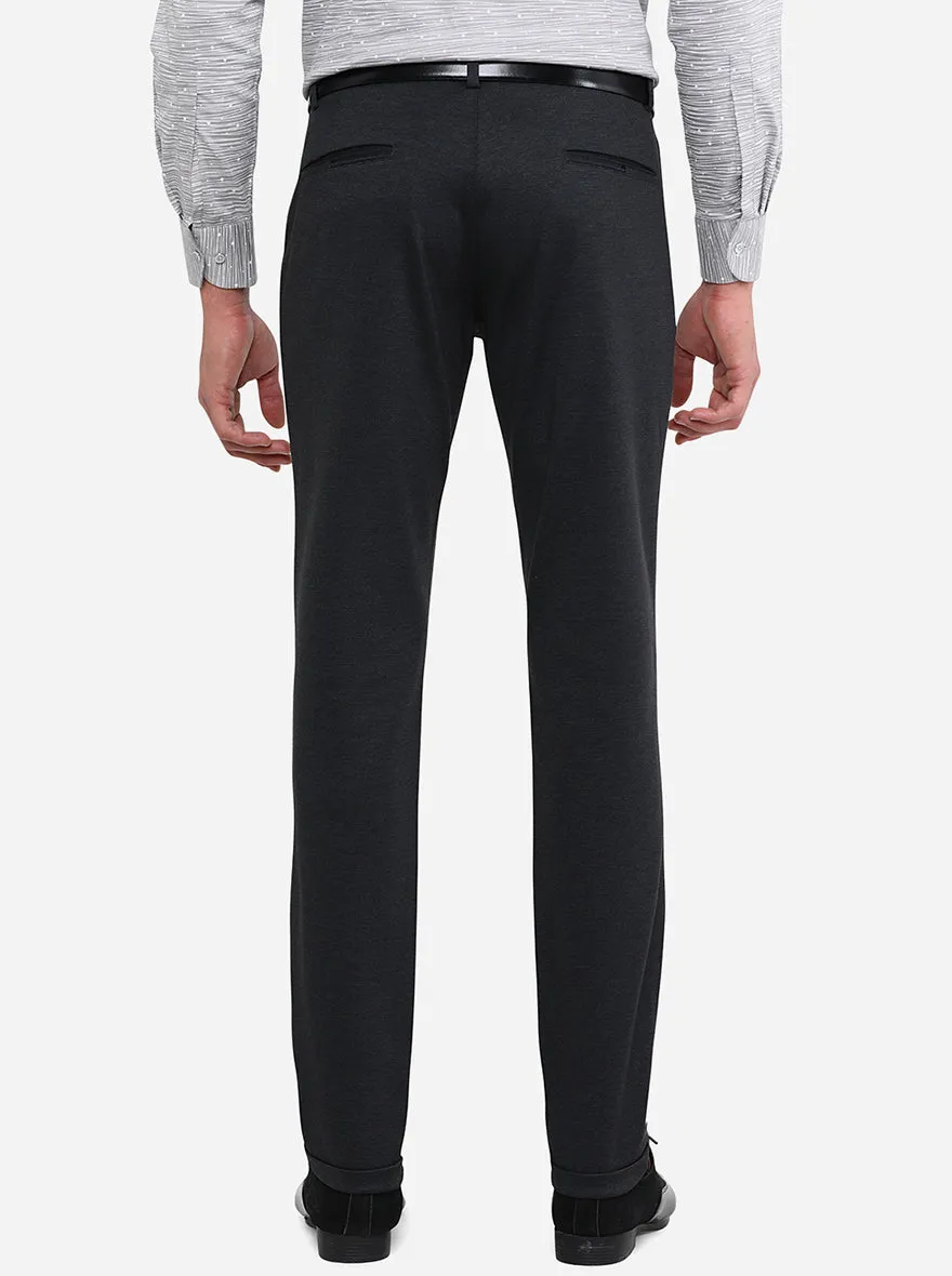 Dark Grey Solid Slim Fit Club Wear Trouser | JB Studio