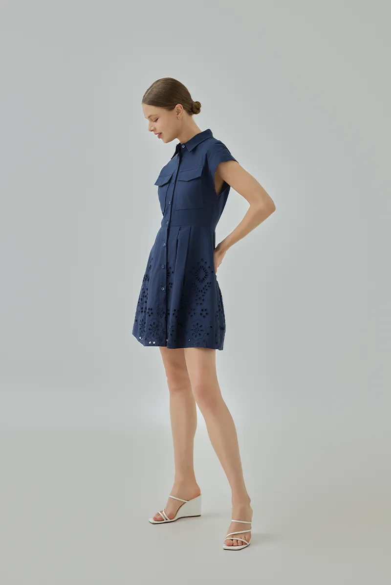 Dove Embroidered A-Line Shirt Dress