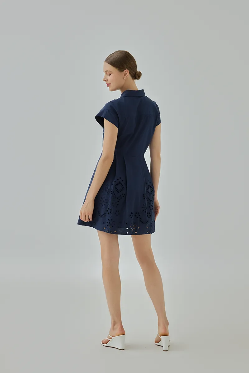 Dove Embroidered A-Line Shirt Dress