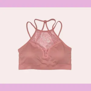 Dusty pink high neck lace bralette