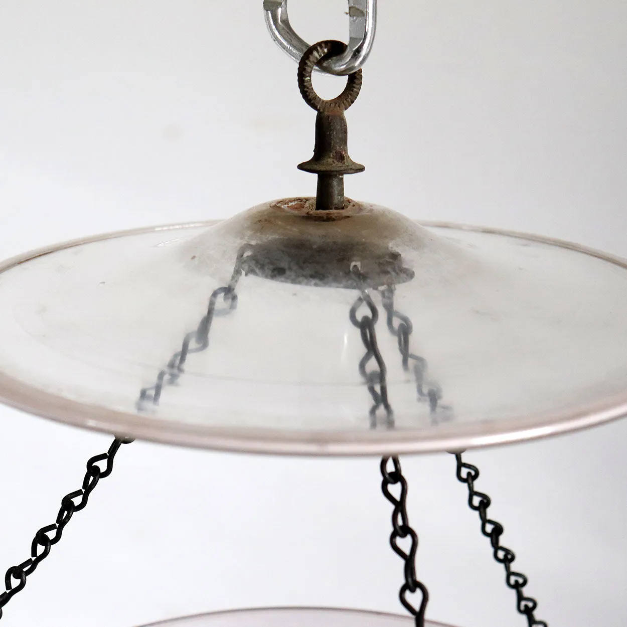 English Regency Style Clear Glass and Brass Pendant Lantern Smoke Cap